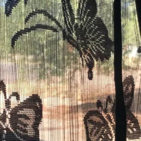 Black Butterfly Curtains Sheer Thread Single Panel - Picture 4 of 5